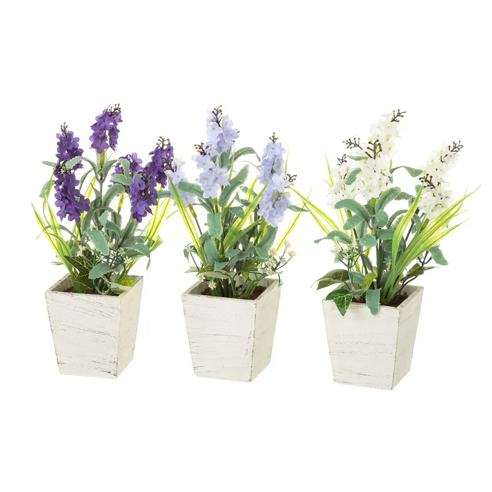 Set de 3 plantas artificiales de lavanda