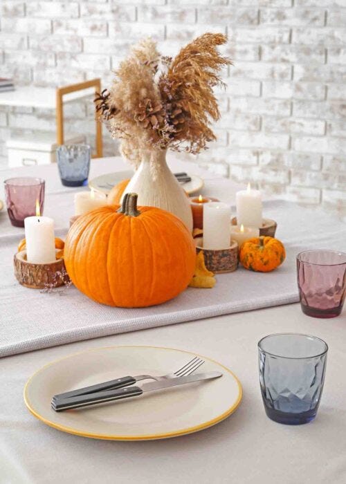 mesa comedor decorada calabaza