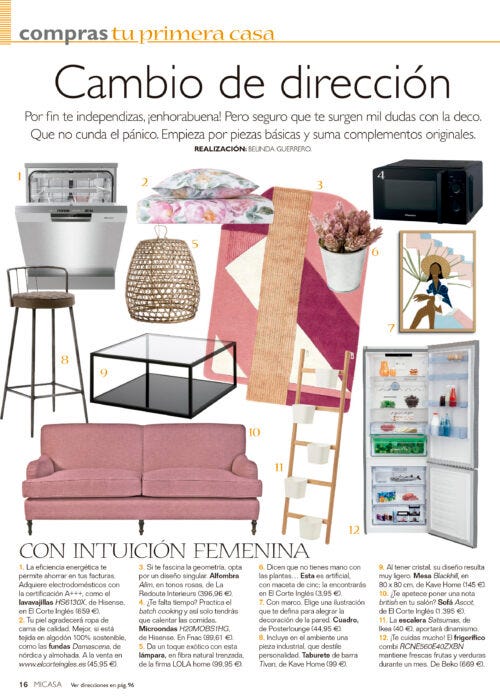 revista mi casa sección decoración de salón con lámpara de ratan