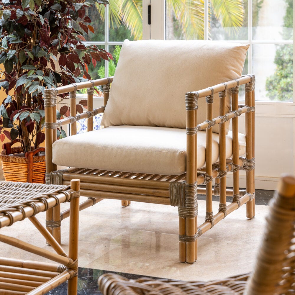 Sillón para terraza chill out trenzado y acordonado