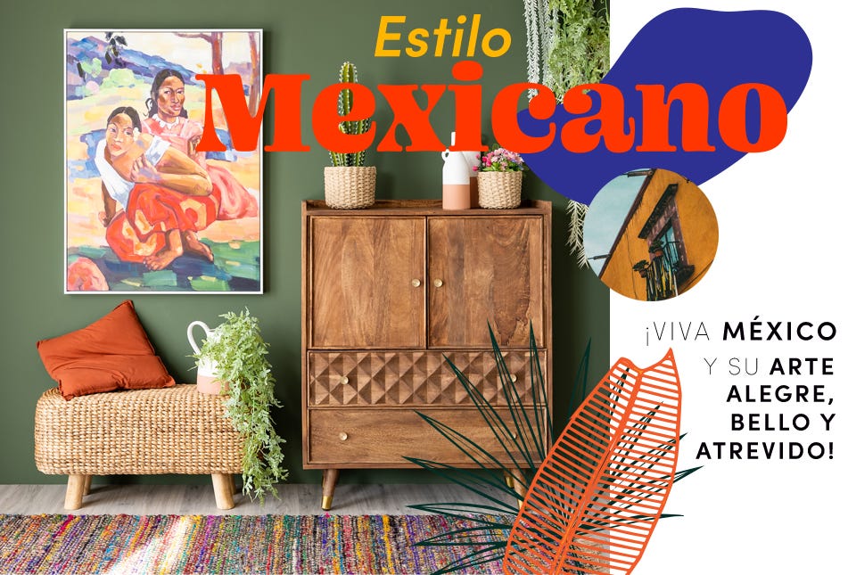 Decoracion mexicana con muebles y accesorios de color