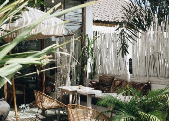 Terraza chill out con plantas tropicales