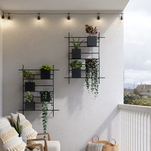 Balcon con guirnalda para iluminación exterior