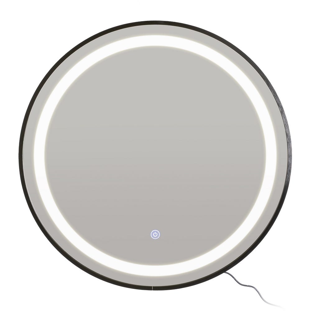 Espejo baño negro con luz led de 60 cm