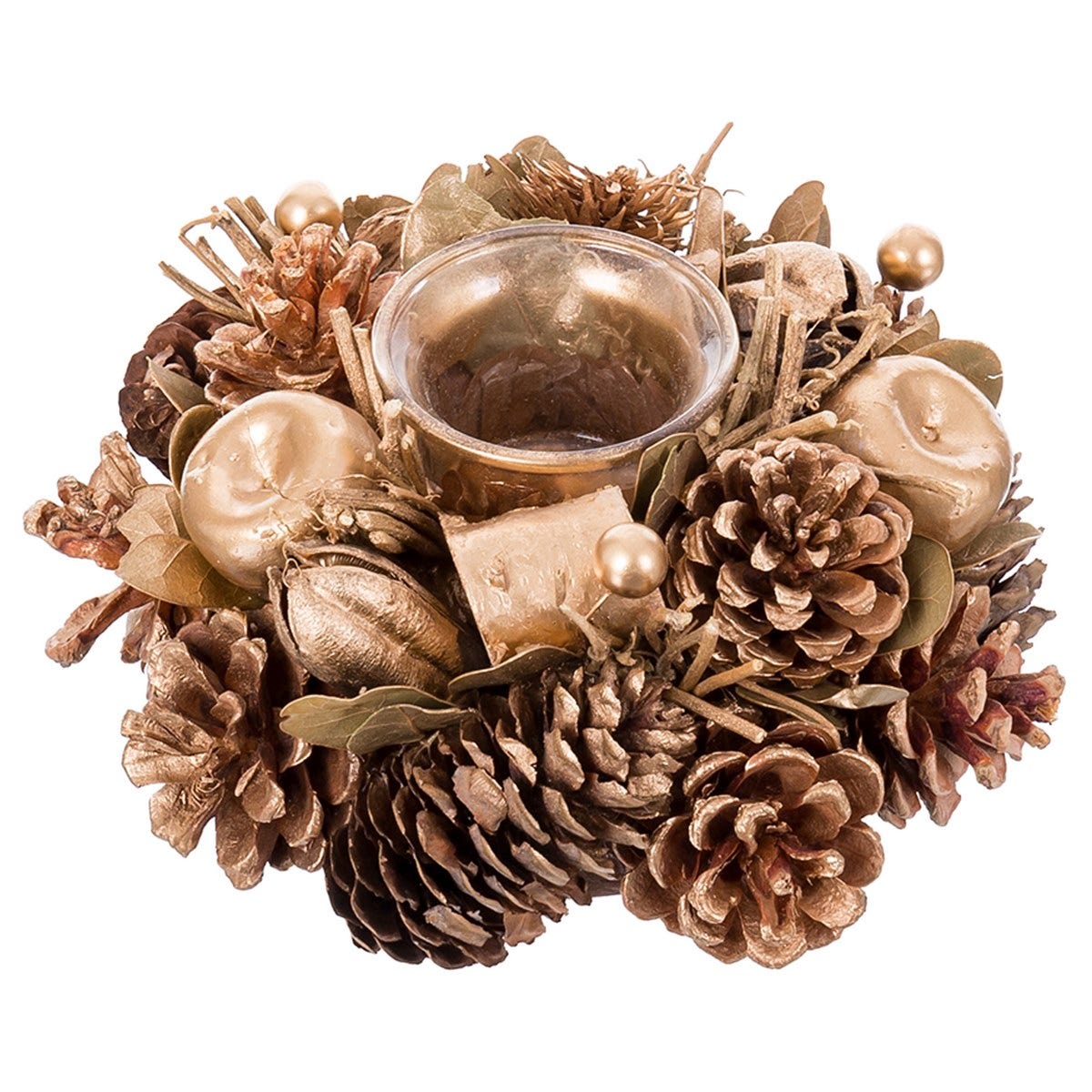 Centro de mesa de Navidad con portavelas