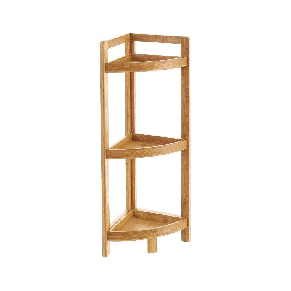 Estantería de rincón de bambú natural de 23x23x77 cm 803380