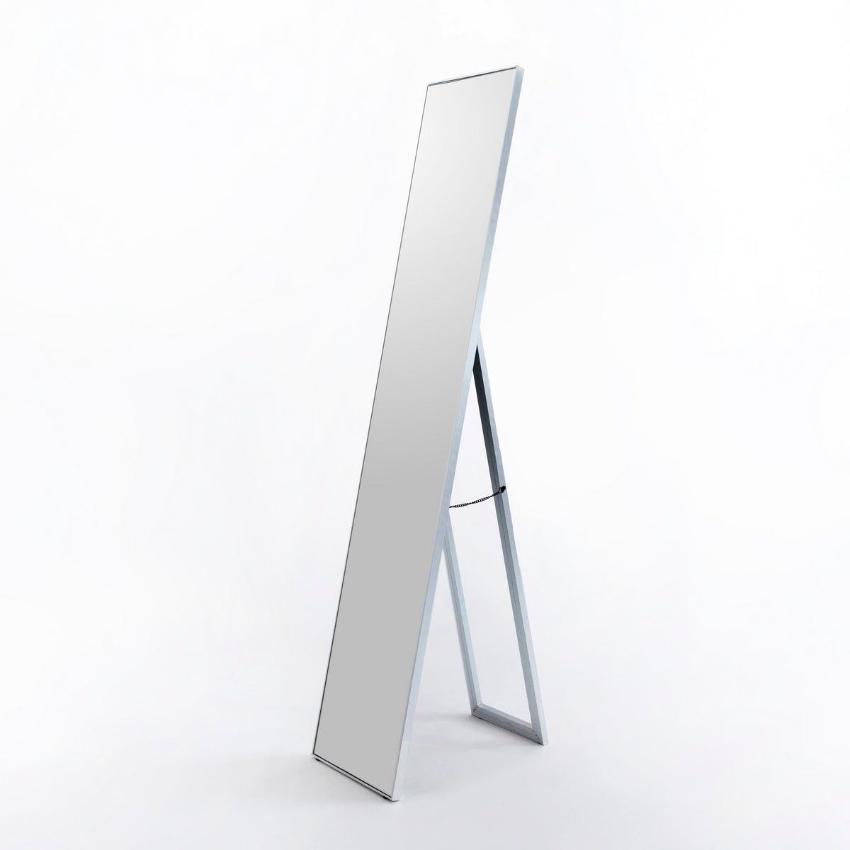 Espejo de pie plateado de 151x31 cm