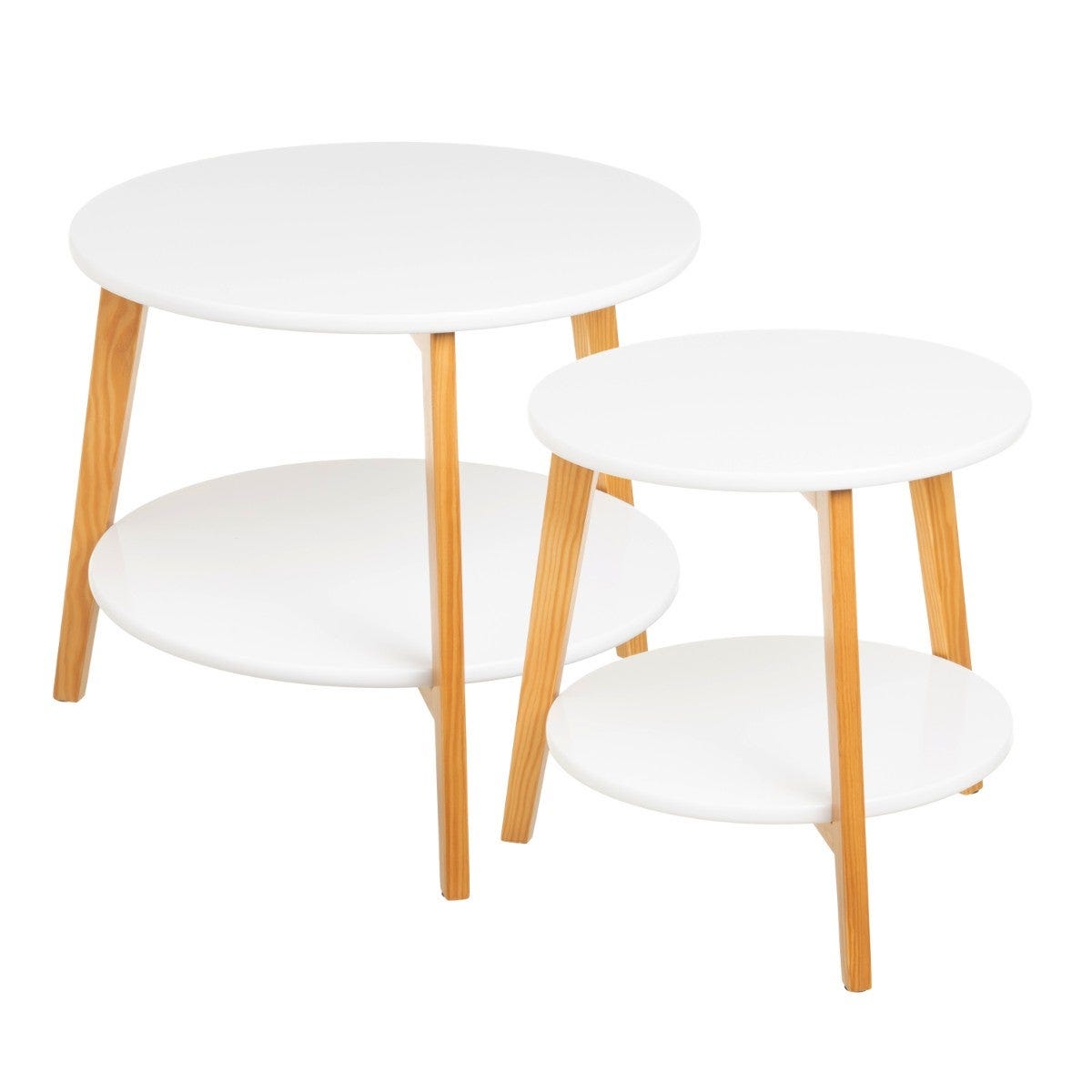 Set de 2 mesas auxiliares blancas 