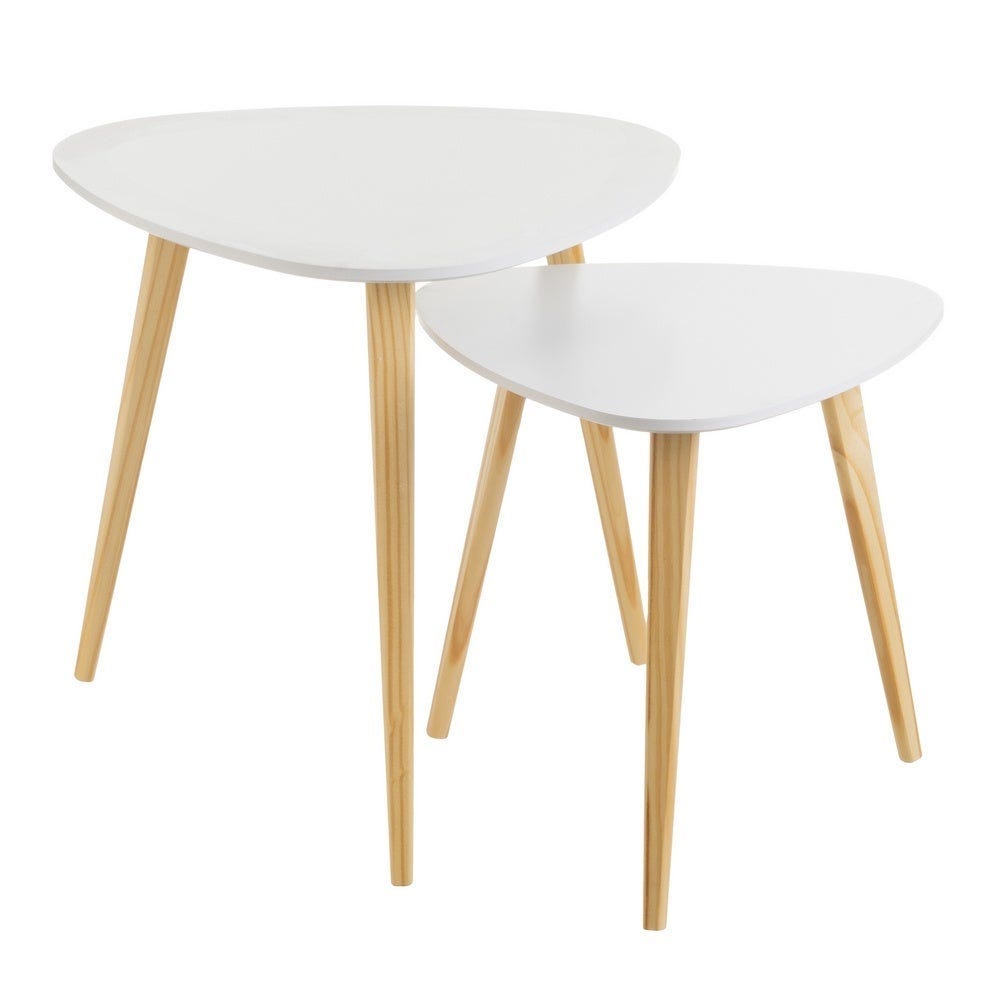 Set 2 mesas nido auxiliares blancas