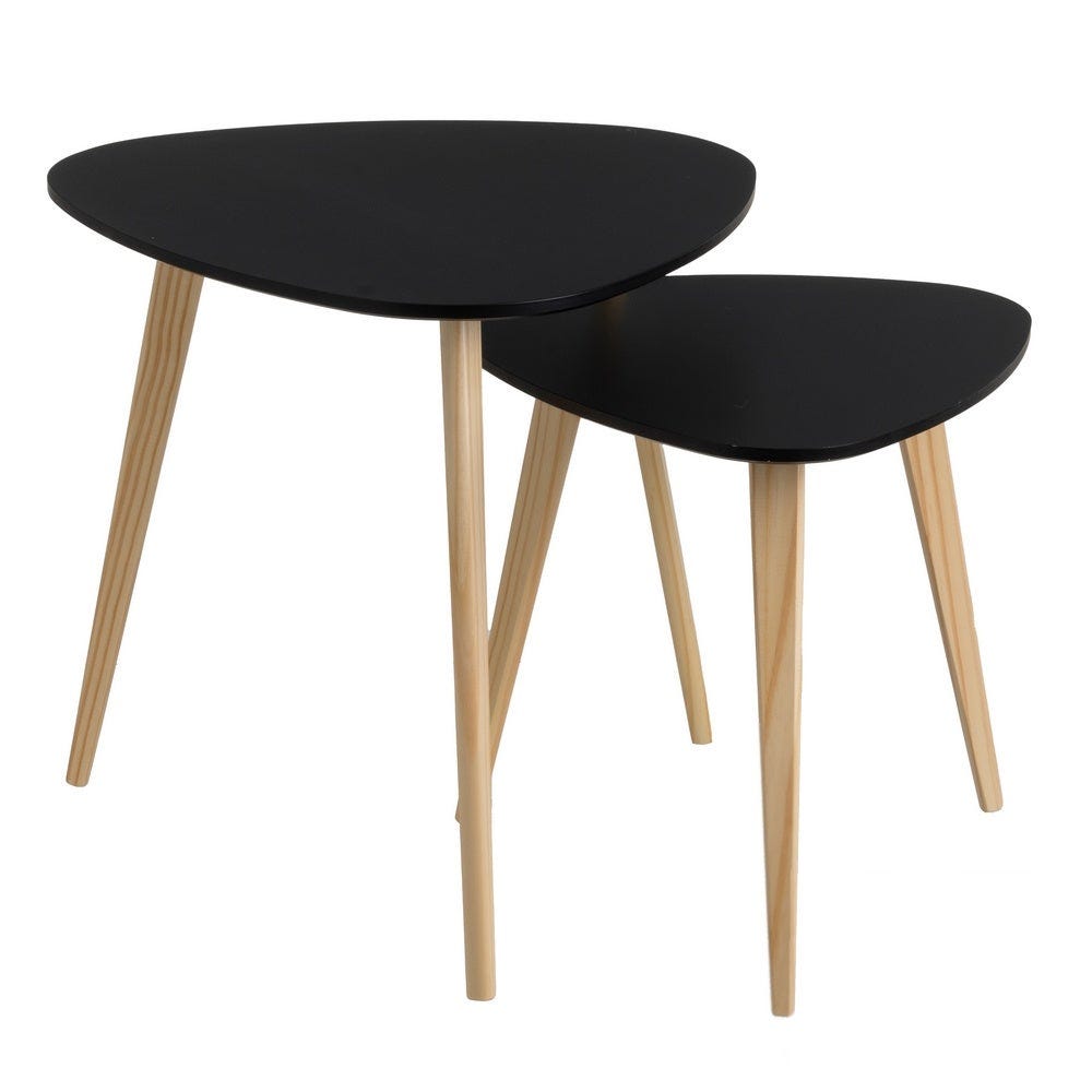 Set 2 mesas nido auxiliares negras