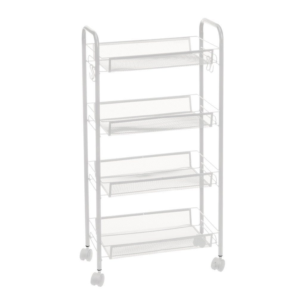 Carro de cocina de 4 cestas de rejilla blanco